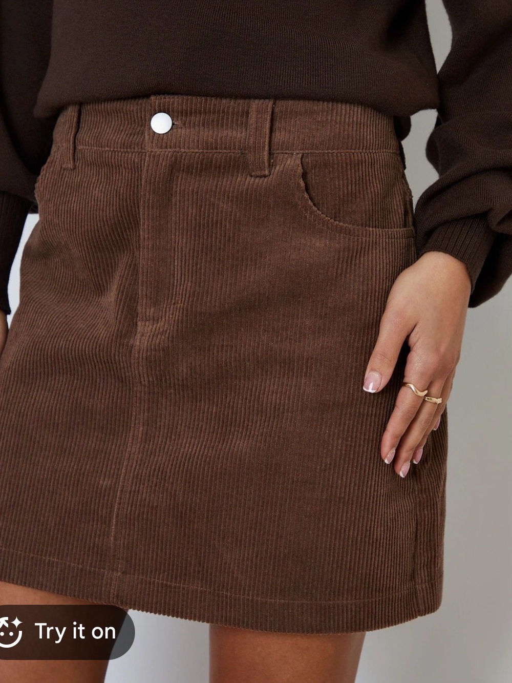SHEIN Chocolate Brown Corduroy Mini Skirt